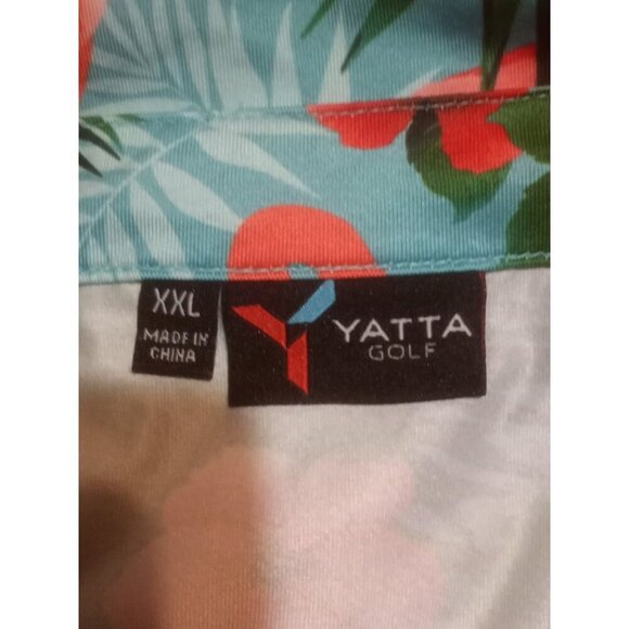 YATTA Golf Vibrant Floral Flamingo AOP Performance Golf Polo Mens 2XL Stretch - Picture 9 of 12